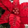 24” x 12.5" Velvet Sequin Stripe Poinsettia Stem