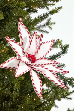 19" x 12" White and Red Poinsettia Stem