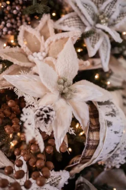 24” x 13.5" Woolly/Fur Poinsettia Stem