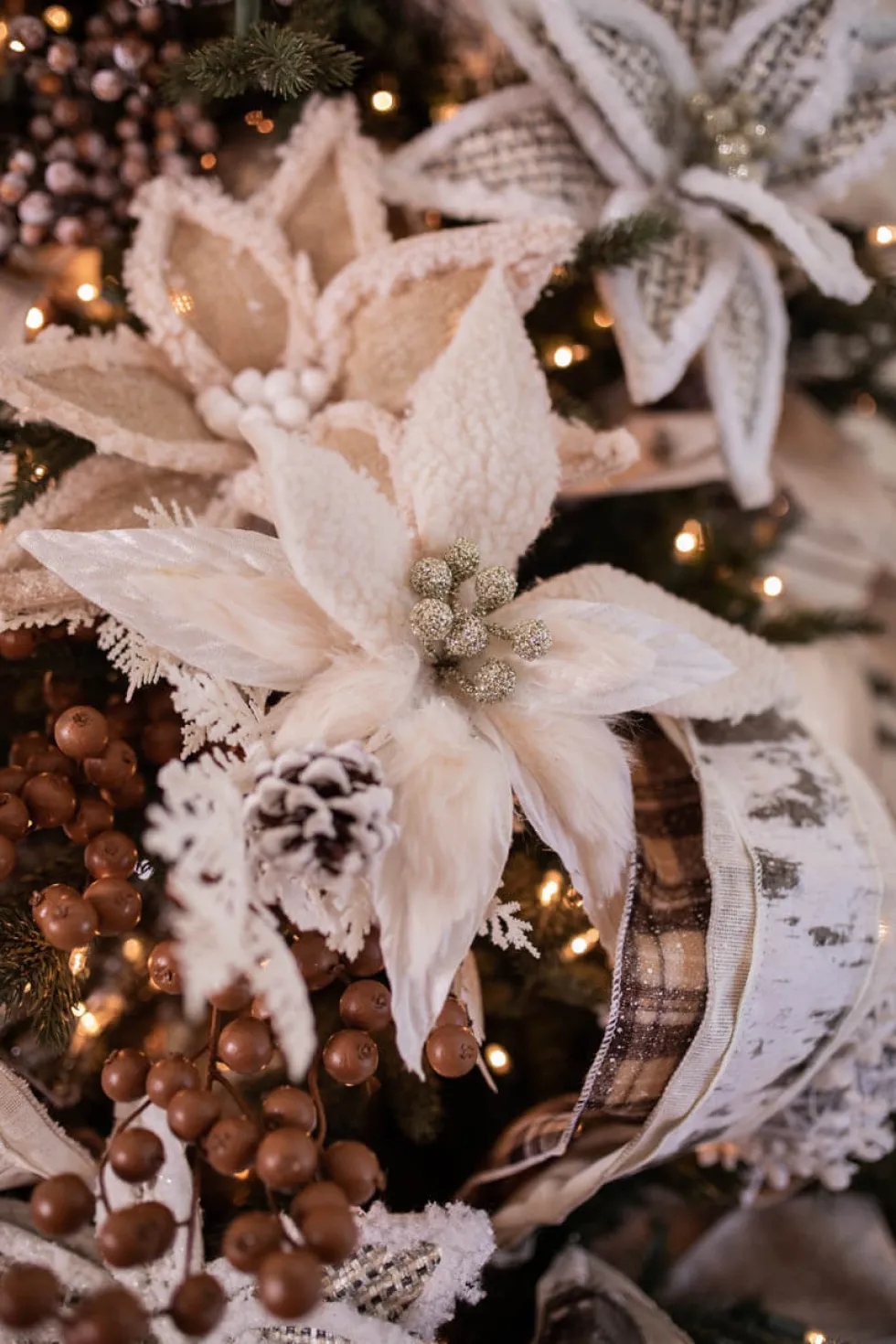 24” x 13.5" Woolly/Fur Poinsettia Stem