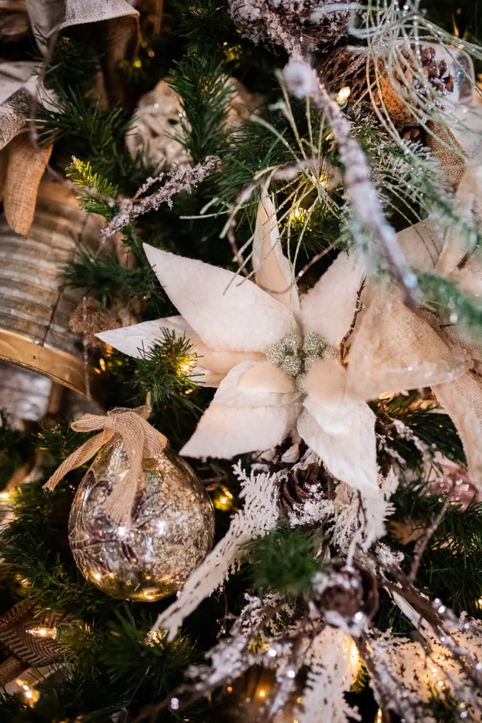 24” x 13.5" Woolly/Fur Poinsettia Stem