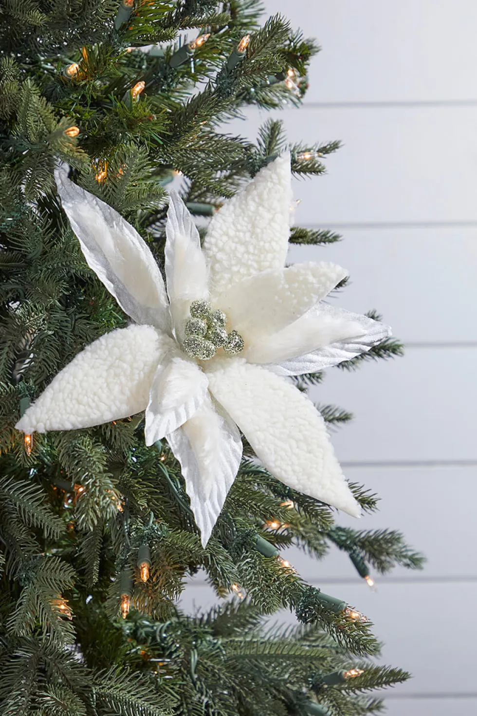 24” x 13.5" Woolly/Fur Poinsettia Stem