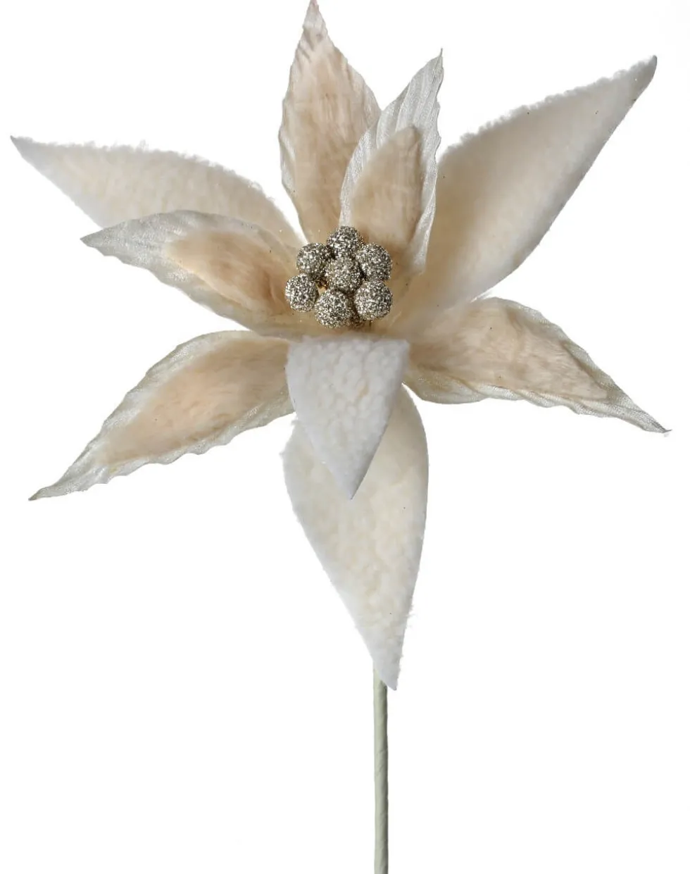 24” x 13.5" Woolly/Fur Poinsettia Stem