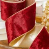 4" x 5 Yard Burgundy Sheldon Velvet Wired Ribbon