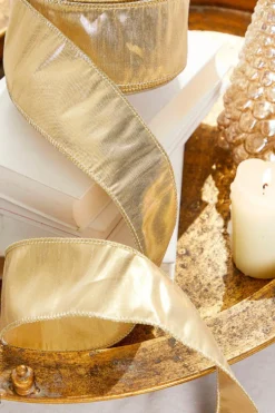 2.5" x 10 Yard Gold Metallic Dupioni Wired Ribbon