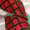 4" x 5 Yard Green Diamond Red Velvet Ribbon