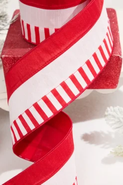 4" x 10 Yard Peppermint Striped Ribbon