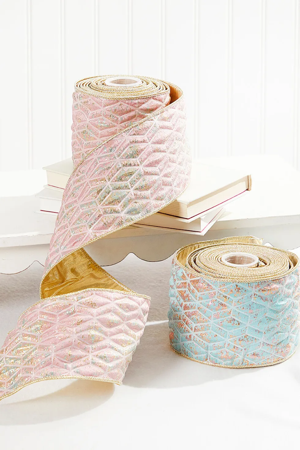 4" x 5 Yard Pink Chadwick Dupioni Back Ribbon
