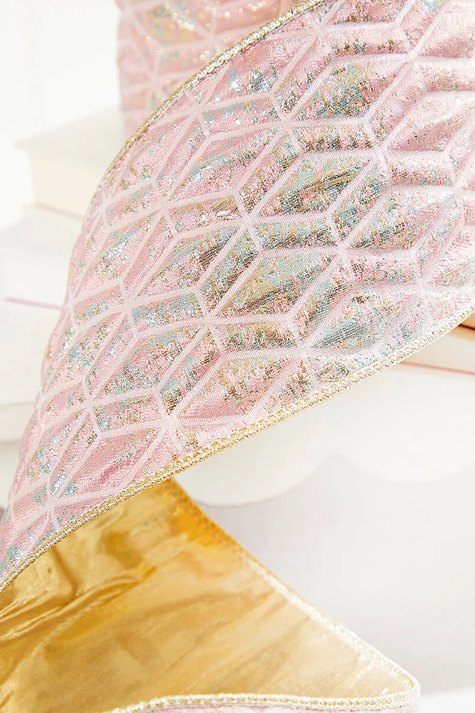 4" x 5 Yard Pink Chadwick Dupioni Back Ribbon