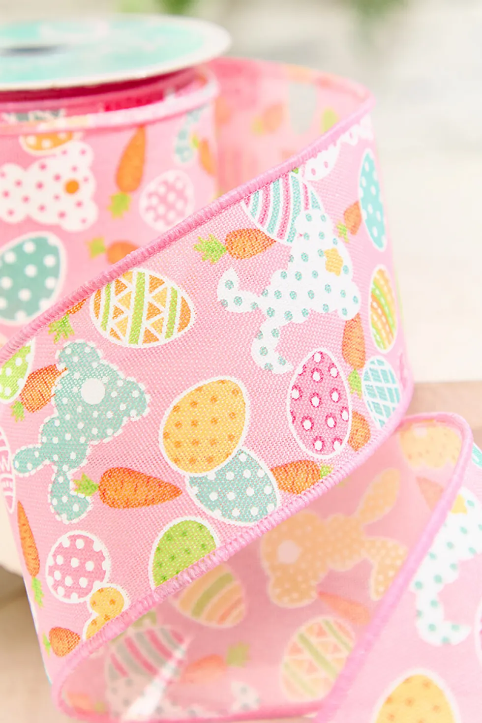 2.5" x 10 Yard Pink Easter Patterned Ribbon