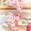 2.5" x 10 Yard Pink Gingerbread with Candy Ribbon