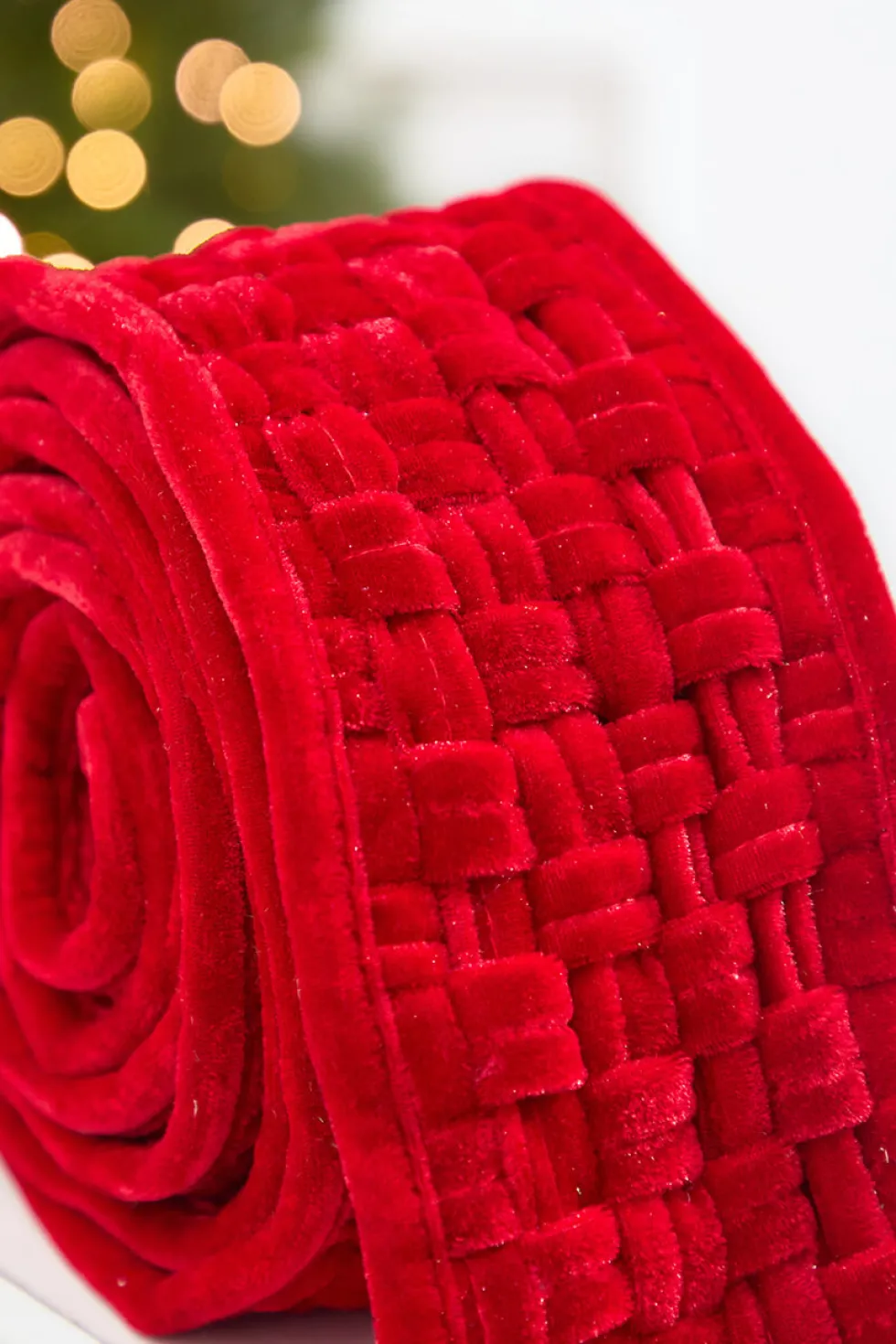 5" x 3 Yard Red Velvet Braided Ribbon