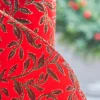4" x 10 Yard Red Velvet With Vine Wired Ribbon