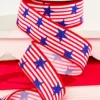 1.5" x 10 Yard Red & White Striped Ribbon with Blue Stars