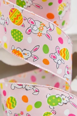 2.5" x 10 Yards Pink Bunny Eggs Ribbon