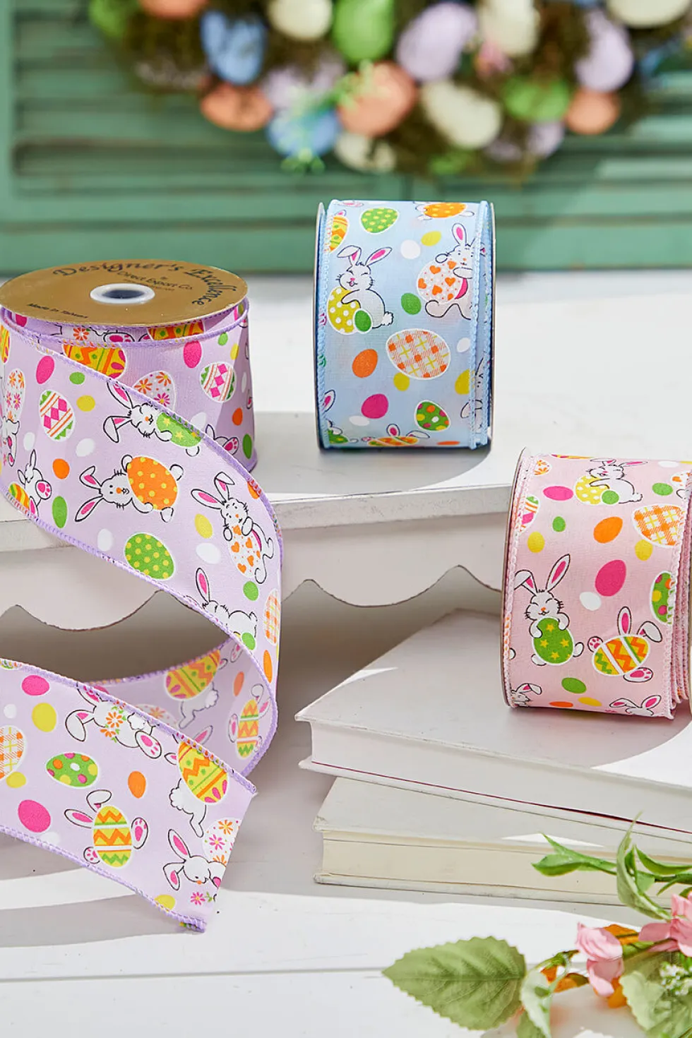 2.5" x 10 Yards Pink Bunny Eggs Ribbon
