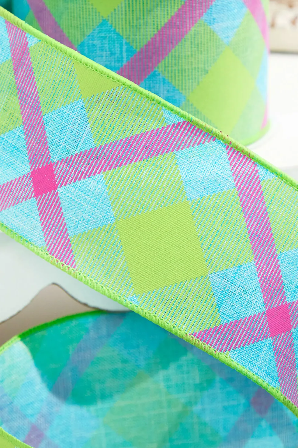 2.5 x 10 Yards Printed Plaid On Royal Ribbon