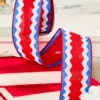 2.5" x 10 Yards Red, White & Blue Patterned Ribbon