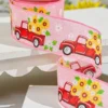 2.5" x 10 Yards Truck with Flowers Pink Ribbon