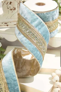 4" x 5 Yard Trim Velvet Metallic Back Ribbon