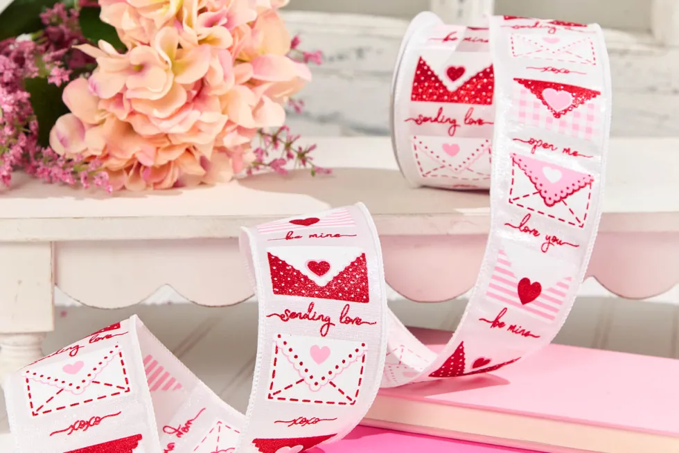 2.5" x 10 Yard Valentine Letters Ribbon