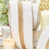 4" x 5 Yard White and Gold Velvet Ribbon