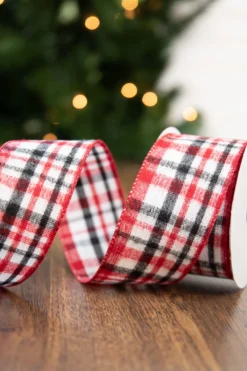 2.5" x 10 Yard White/Red/Black Plaid
