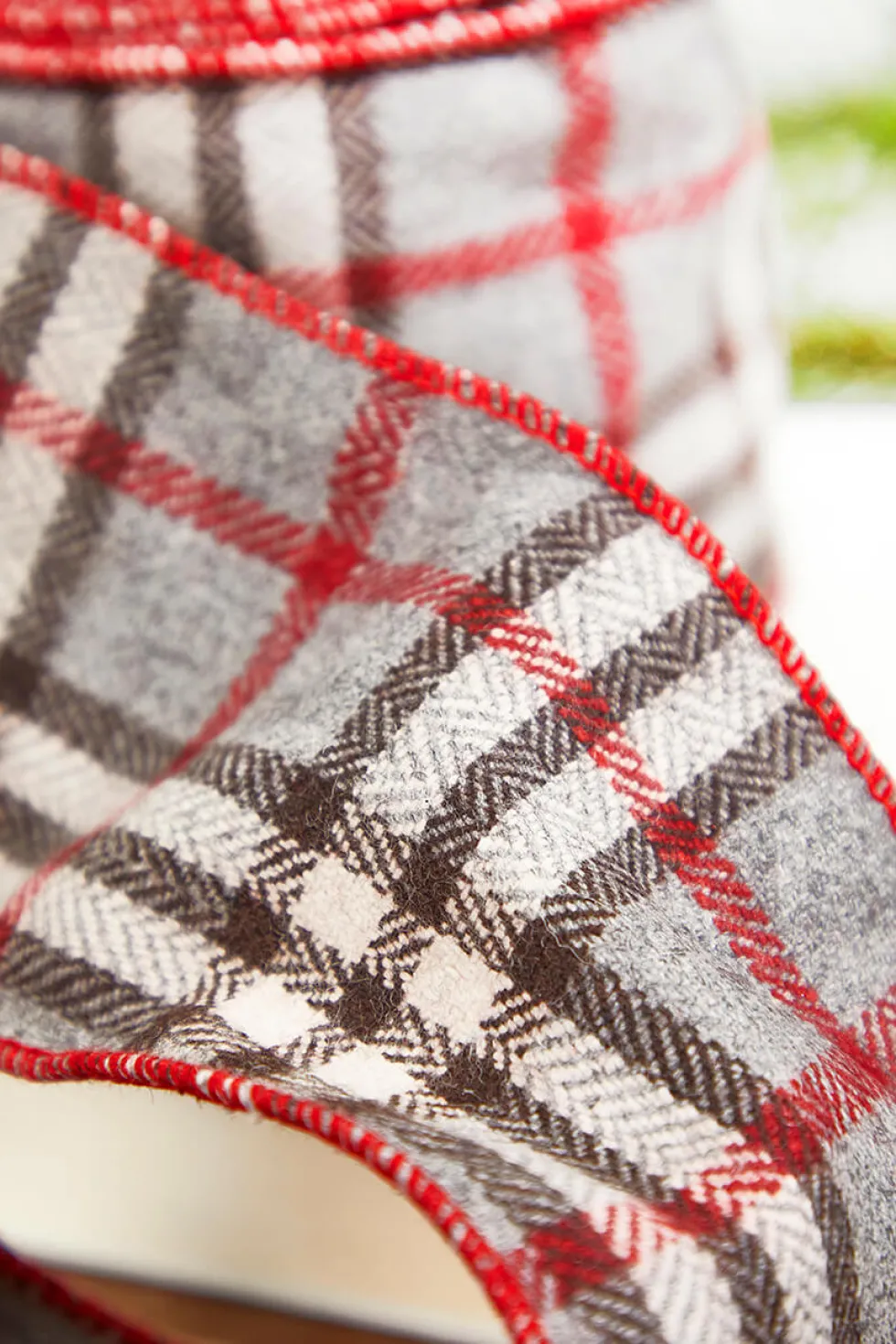 4" x 5 Yard Wool Check Plaid Ribbon